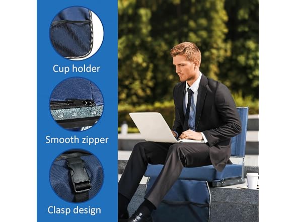 SAILARY Folding Stadium Chair, 2-Pack, Navy