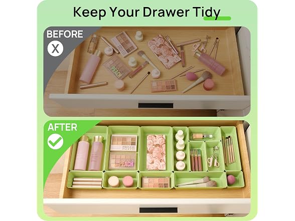 Vtopmart Green 25 Pack Plastic Drawer Organizer