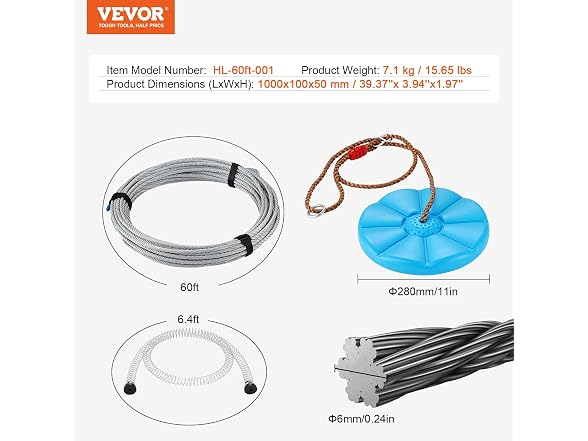 VEVOR Zipline Kit for Kids and Adult