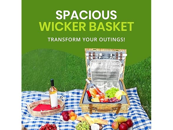 Nature Gear Picnic Basket, Wicker Basket