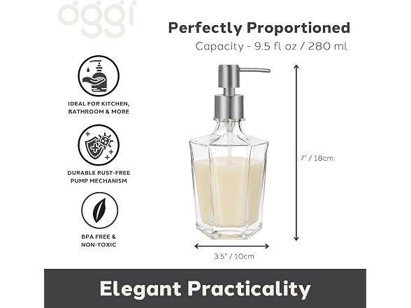 OGGI 9.5oz Concave Glass Soap Dispenser
