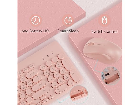 Arcwares Wireless Keyboard & Mouse Combo, Pink