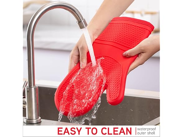 COOK WITH COLOR Silicone Oven Mitts Red, Mitt Set