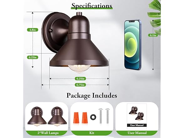 Brightever Outdoor Barn Wall Light Fixtures, 2-Pack