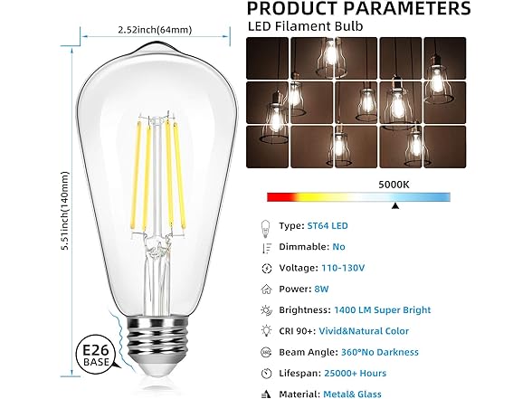 Brightever B089NTKF8P Dimmable Light Bulb 4-Pack