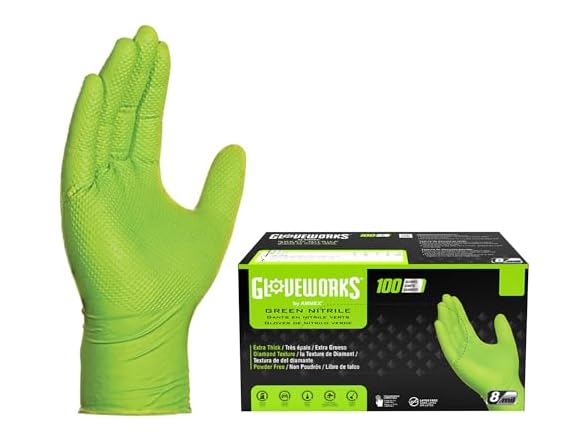 GLOVEWORKS HD Nitrile Industrial Disposable Gloves 8 Mil