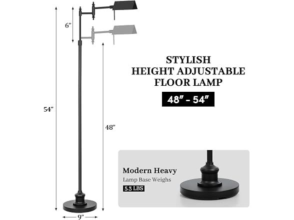 Bairth Black Reading Floor Lamp, Dimmable Pharmacy Lamp