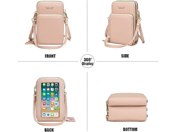 myfriday Touch Screen Crossbody Phone Purse for Women Rfid Blocking Cellphone Shoulder Purse with 2 Adjustable Strap