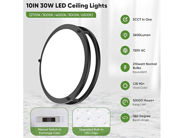 TOBUSA B0F1MSGQ1J 1-Pack LED Flush Mount Ceiling Light