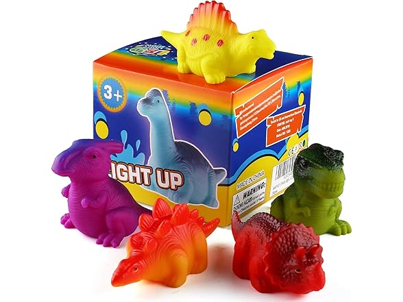 12 Pack Light-Up Dinosaur Bath Toys