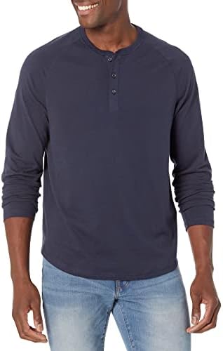 Amazon Essentials Long Sleeve Shirt for Men, Regular-Fit Henley, Available in Big & Tall, Navy, X-Large