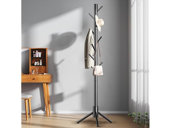 Wooden Coat Rack Stand (Black)