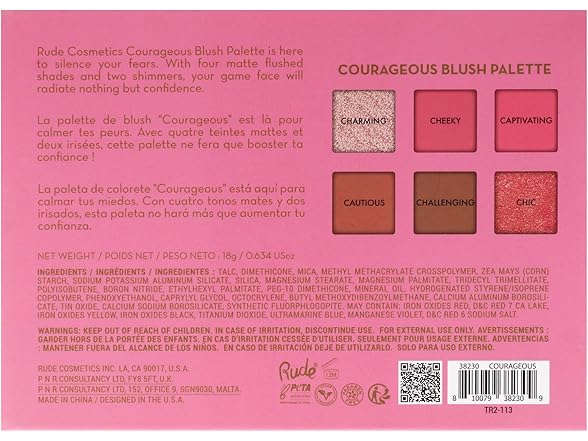 Blush Palette - Courageous by Rude Cosmetics