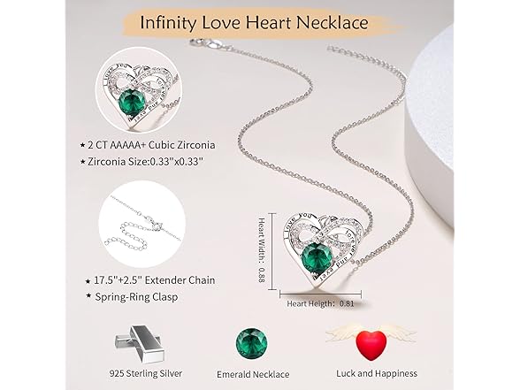 Momlovu Infinity Heart Necklace Silver