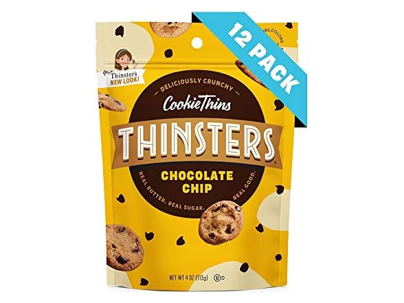 12PK Thinsters Cookie Thins Chocolate Chip, Non GMO