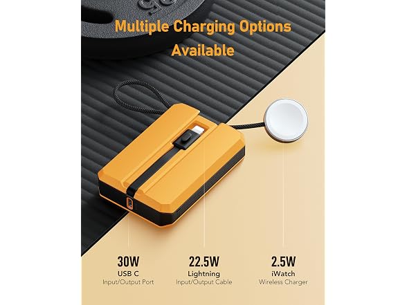 VEEKTOMX 10000mAh 30W Power Bank Built-In Cable