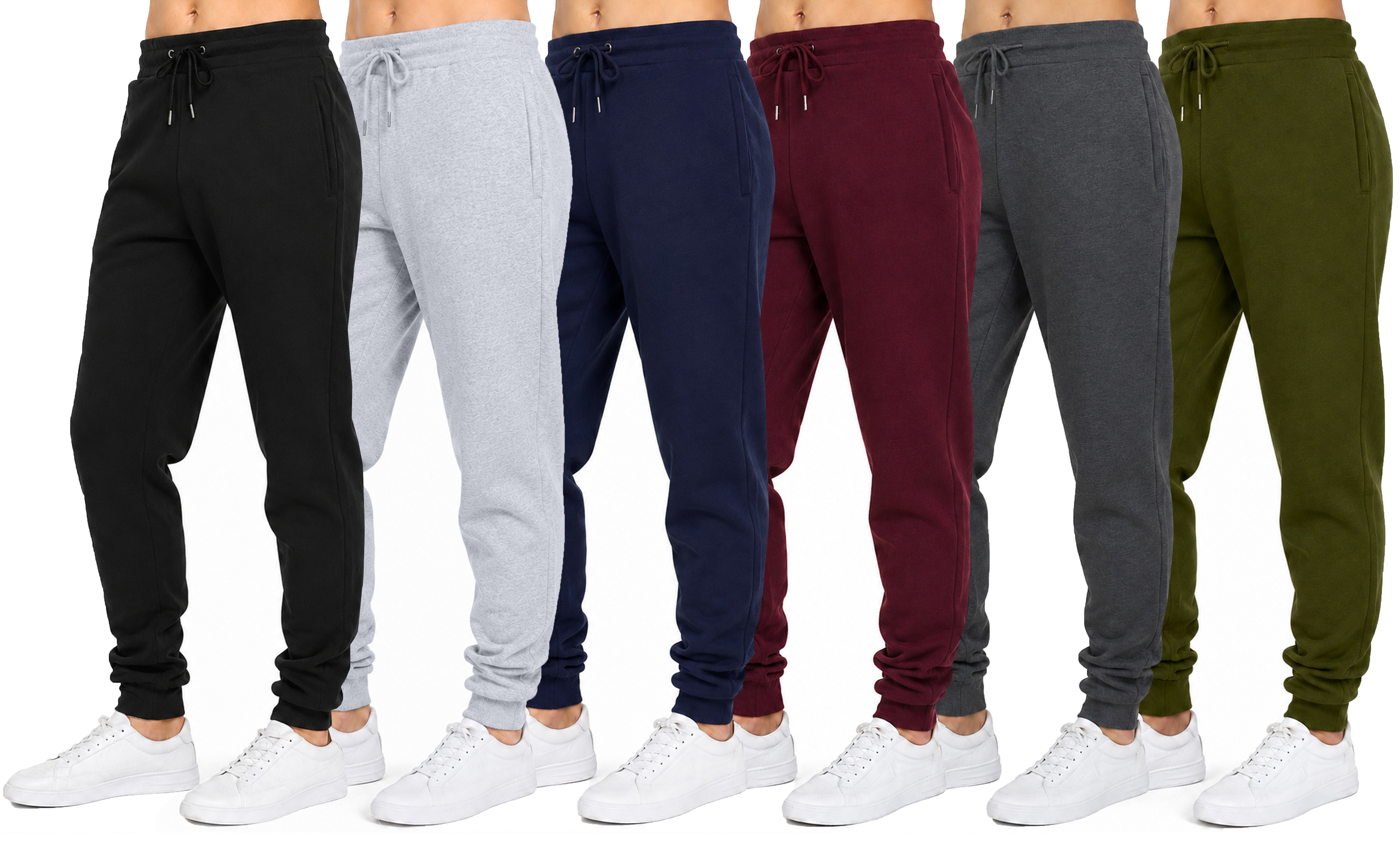 6Pk Womens Fleece Joggers w-Zip Pockets - Gallery 15