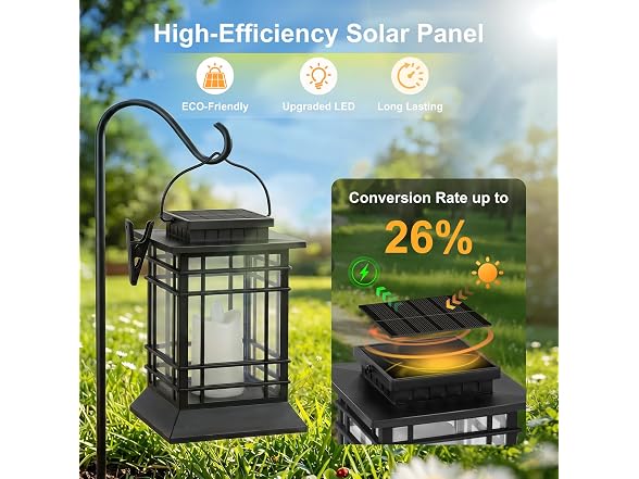 Brightever 4-Pack Solar Lanterns Outdoor Lights, Hanging Solar Lights
