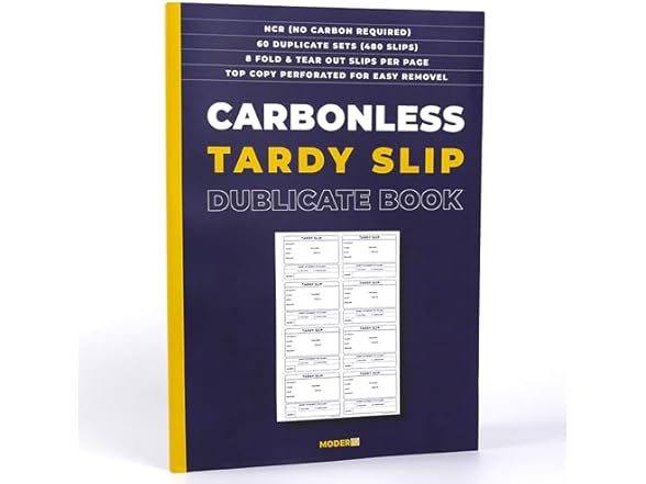 MODERID Professional Carbonless Tardy 