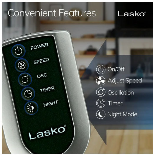 Lasko T42951C FAN TOWER W/REMOTE 42IN Black - Gallery 14