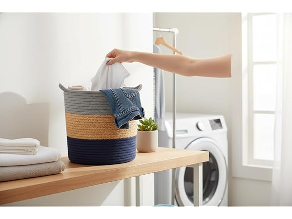 J&V TEXTILES Cotton Rope Basket 3Pc Set