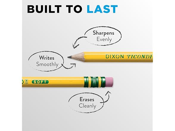 Ticonderoga Wood-Cased Pencils, #2 HB Soft, Yellow, 48 Ct
