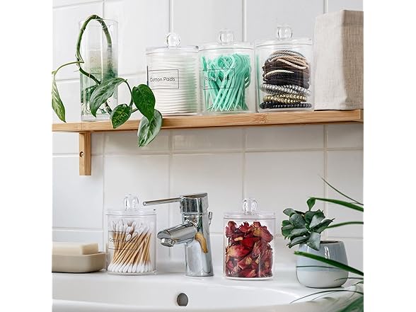 4 Pack Acrylic Qtip Holder Dispenser