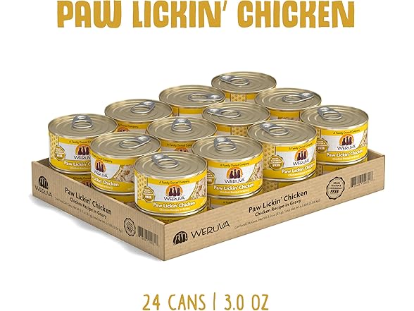 24PK Weruva Classic Cat Food, Paw Lickin’ Chicken