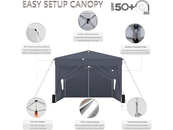 SANUMY Portable 10x10 Pop Up Canopy Tent