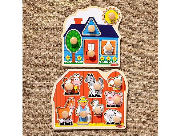 Melissa & Doug Wooden Jumbo Knob Puzzle 2-Pack