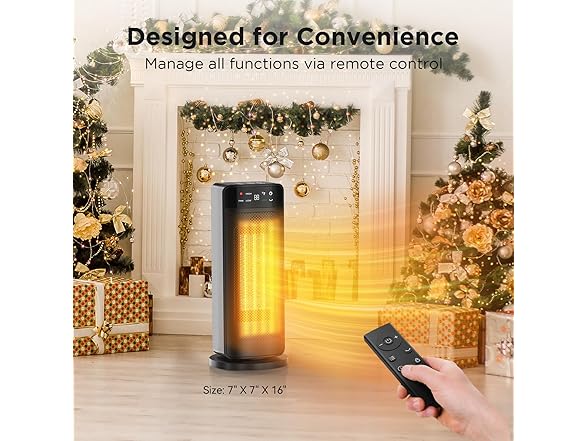 1500W Ceramic Electric Space Heater w/Remote