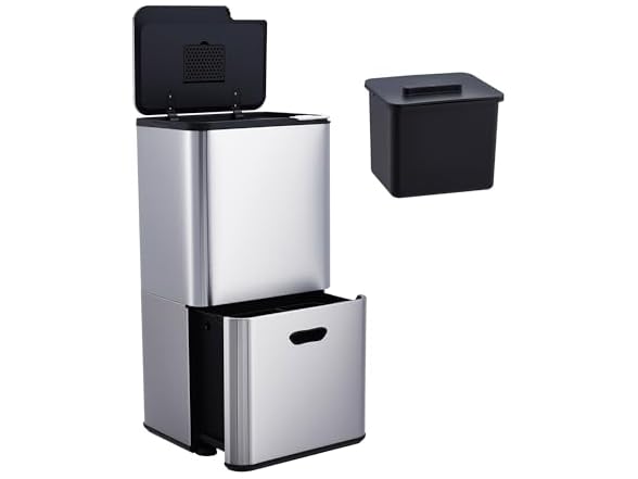 MOVECOM 16 Gal Pull-Out Compost Bin Silv