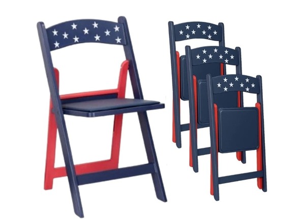 Red White and Blue Old Glory Resin Folding Chair, 4 Chair Pack