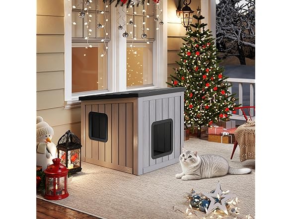 LHBcraft Outdoor Cat House Weatherproof
