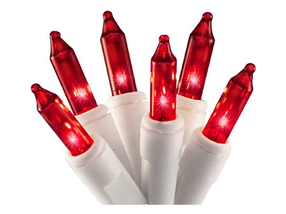 100 Red Christmas Lights White Wire 3-Pack