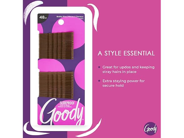 Goody SlideProof Bobby Pins Brown 48ct