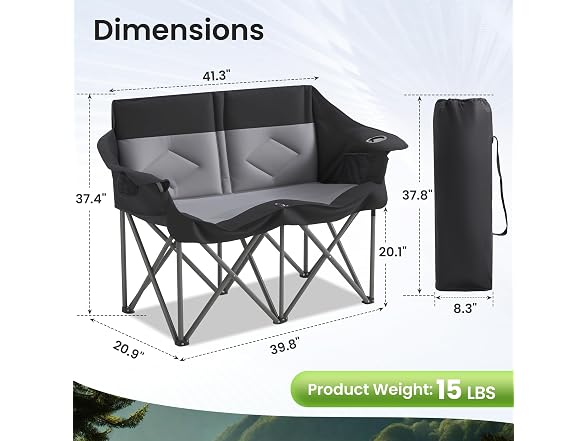 Suptinwear Foldable Double Camping Chair