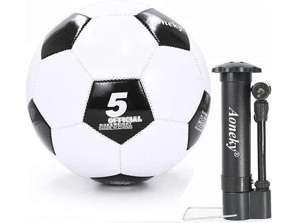 Aoneky White/Black Soccer Ball with Pump