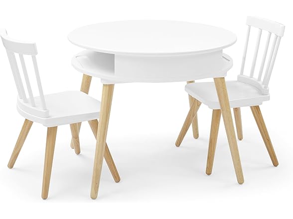 Kids Storage Table & 2-Chair Set White