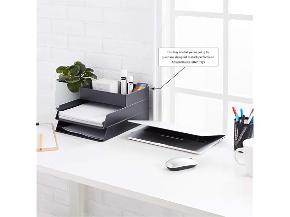 Amazon Basics Rectangular Plastic Desk Organizer