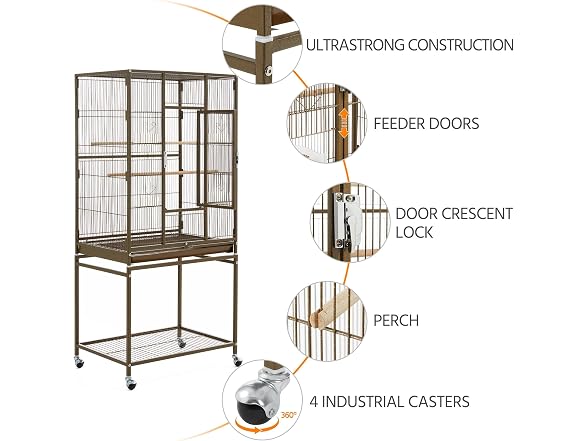 Yaheetech Wrought Iron Standing Large Parrot Cage