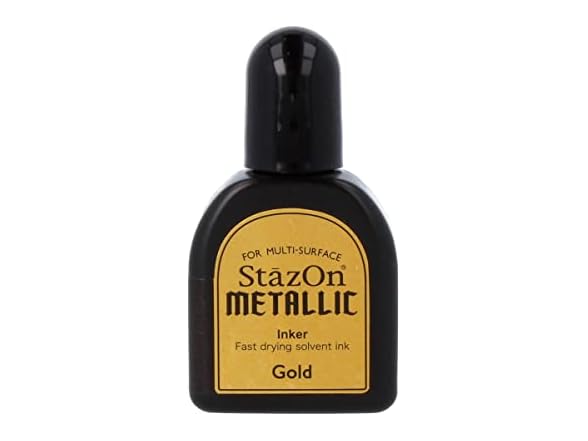 Tsukineko 1/2 Fluid Ounce StazOn Metallic Inker, Gold