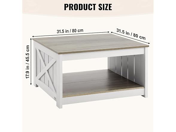 31.5" Square Farmhouse Coffee Table