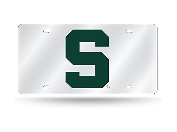 MSU Spartans License Tag Silver