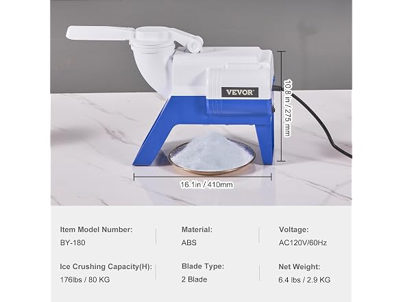 VEVOR Ice Crushers Machine, 176lbs Per