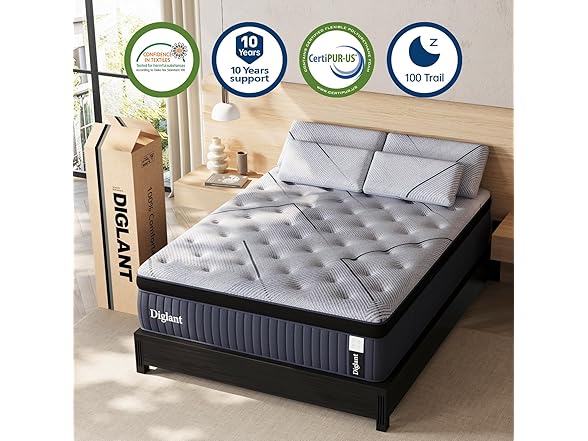 DIGLANT Medium Firm Hybrid Queen Mattress