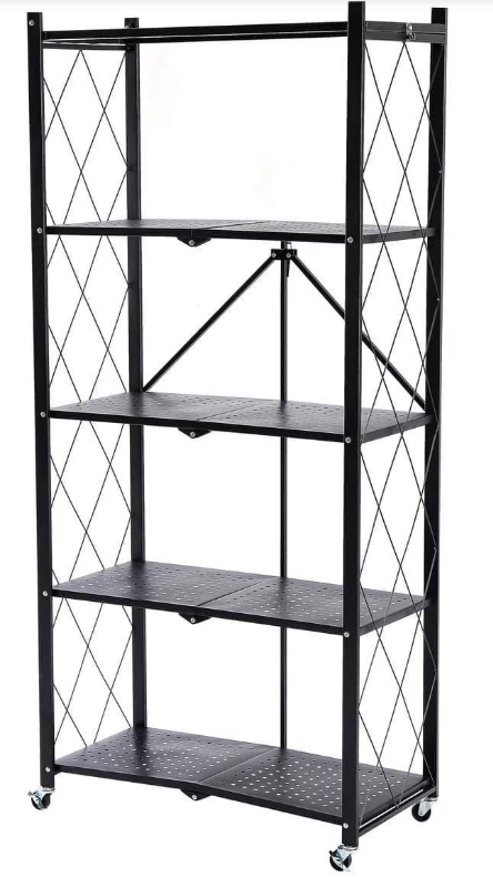 J&V Textiles 7053-BK 5-tier Metal Storage Shelf - Gallery 5