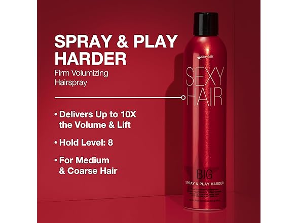 (2 Pack) Sexy Hair Spray & Play Harder Firm Volumizing Hairspray, 10 oz