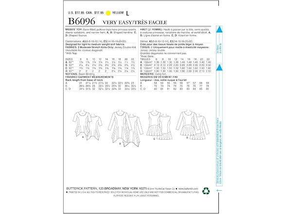 Butterick Patterns B6096 Misses' Top, Size