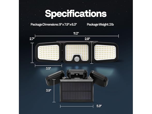(2 Pack) VIVOHOME Solar Flood Lights | Motion Sensor